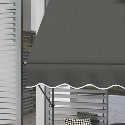 Dark Gray Aluminum Frame Retractable Patio Awning with UV Resistant Fabric