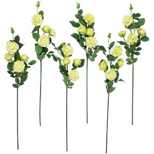 Northlight Real Touch™ Yellow and Green Artificial Rose Floral Sprays, Set of 6 - 35" - 1 of 4