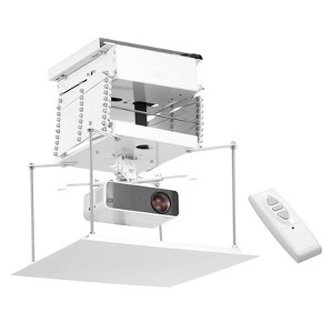 VEVOR Motorized Projector Lift, Electric Projector Lift Adjustable Height 59 in,  Hidden Projector Ceiling Mount with Remote and Wired Control, White - 1 of 4