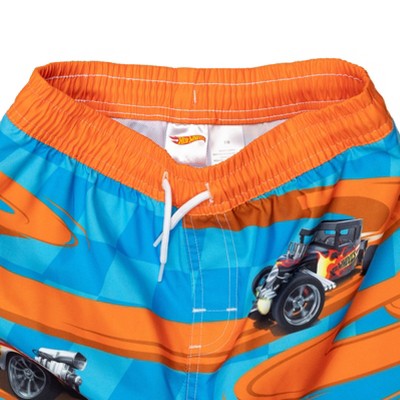 Hot Wheels Little Boys' Raglan Short Sleeve Swim Shirt and Drawstring Board Shorts Bathing Suit Royal Blue Orange 6 — фото 7