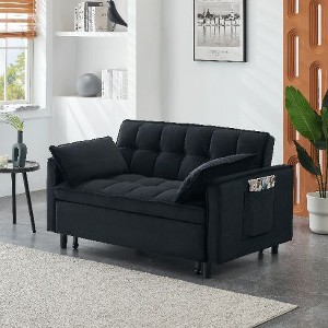 CAVINAS Futon Sofa Couch Pullout Bed, 3 in 1 Convertible Sleeper Sofa Bed, Loveseat Sofa,  Couches for Living Room with Backrest, Toss Pillow, Pocket - 1 of 4