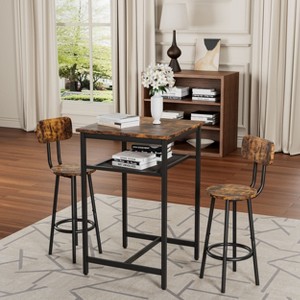 PAGED Fashion Bar Stools Set of 2 with Bar Table, Counter Height Bar Chairs with Backrest & Footrest for Home Pub - 1 of 4