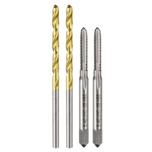 Unique Bargains High Speed Steel Metric Straight Flute Thread Tap and Titanium Coated Twist Drill Bit Set 4 Pcs - 1 of 4