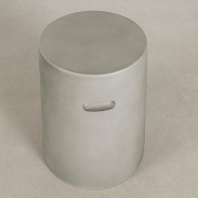 Greige Magnesium Oxide Round Cylindrical Side Table