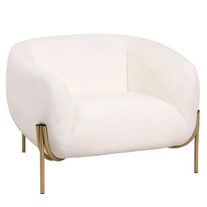 LeisureMod Zuno Collection Upholstered Single-Seater Velvet Sofa with Gold Iron Legs, Accent Chair for Living Room or Office - 1 of 4