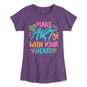 Girls' - Instant Message - Make Art With Your Heart Fitted Short Sleeve Graphic T-Shirt - 1 of 4