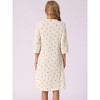 INSPIRE CHIC Women's Front Button 3/4 Sleeve Crew Neck Sleepdress with Pockets - 3 of 4