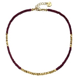 Guili 14K Yellow Gold Plated Necklace with Red & Gold Plated Mineral Beads in Pattern for Kids, A Striking & Unique Jewelry Statement - 1 of 2