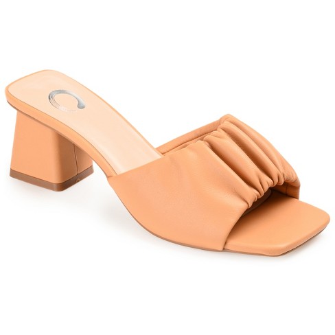 Ladies tan 2024 block heel sandals