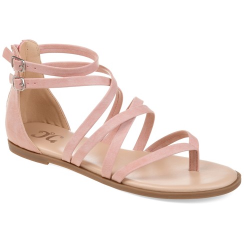 Journee Collection Women's Zailie Gladiator Sandals – Zipper & Buckle Detail, Comfy Low Heel