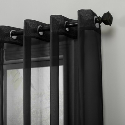 Black Sheer Polyester Grommet Window Panel