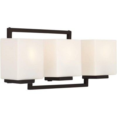 Bronze 22" Modern Wall Light with Opal Glass Shades