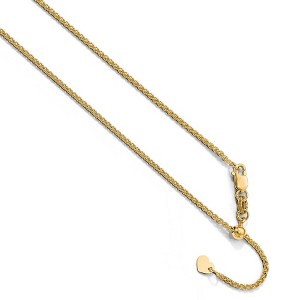 Black Bow Jewelry 1.35mm 10k Yellow Gold Adjustable Hollow Wheat Chain Necklace - 1 of 4