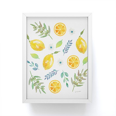 Julia Madoka Watercolor Lemons And Olives Framed Mini Art Print ...