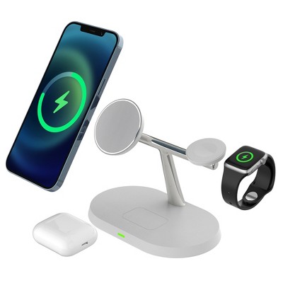 Link Wireless Charging Station For Apple iPhone Apple Watch & Airpods - Great For Home, Office & Dorm - Make a Great Gift - White