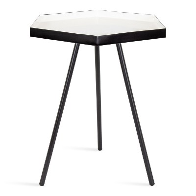 Kate and Laurel Kashvi Hexagon Metal Side Table, 14x14x20, Black and White