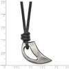 Black Bow Jewelry Black Plated Stainless Steel & Leather Brushed Claw Necklace, 20 Inch - 4 of 4