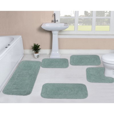 Home Weavers Radiant Collection 100% Cotton Tufted Bathroom Rug Set, Non-Slip Latex Bath Rug Set