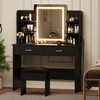 Vanity Desk with Lighted Mirror, Makeup Vanity Set with Power Outlet, Cushioned Stool - 2 of 4