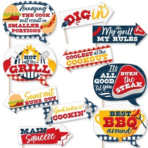 Big Dot of Happiness Funny Fire Up the Grill - Summer BBQ Picnic Party Photo Booth Props Kit - 10 Piece - 1 of 4