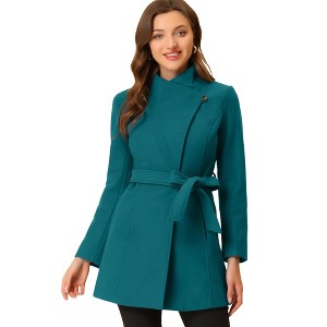 INSPIRE CHIC Women's Classic Stand Collar Long Sleeve Winter Belted Long Coat - 1 of 4