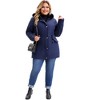 Agnes Orinda Women's Plus Size Waterproof Fur Hood Drawstring Waist Zipper Fleece Lined Winter Warm Parka Jacket with Pockets - 3 of 4