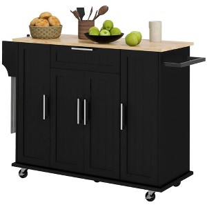 NicBex 1 Drawer Rolling Kitchen Island Cart with 3 Cabinets and 2 Racks,Kitchen Island on Wheels with Storage,Island Table for Kitchen - 1 of 4