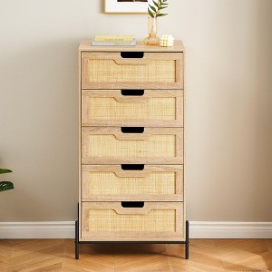 coucheta 5 Drawers Dresser for Bedroom,Rattan Chest of Dressers,Modern Dresser Chest,Rattan Dresser for Bedroom,Closet Dressers Chest of Drawer - 1 of 4
