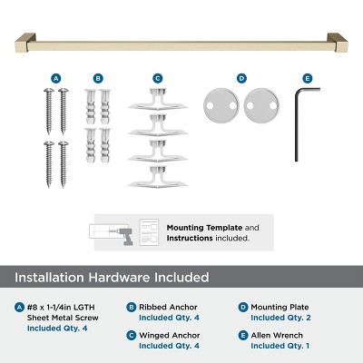 Golden Champagne 24" Modern Square Towel Bar