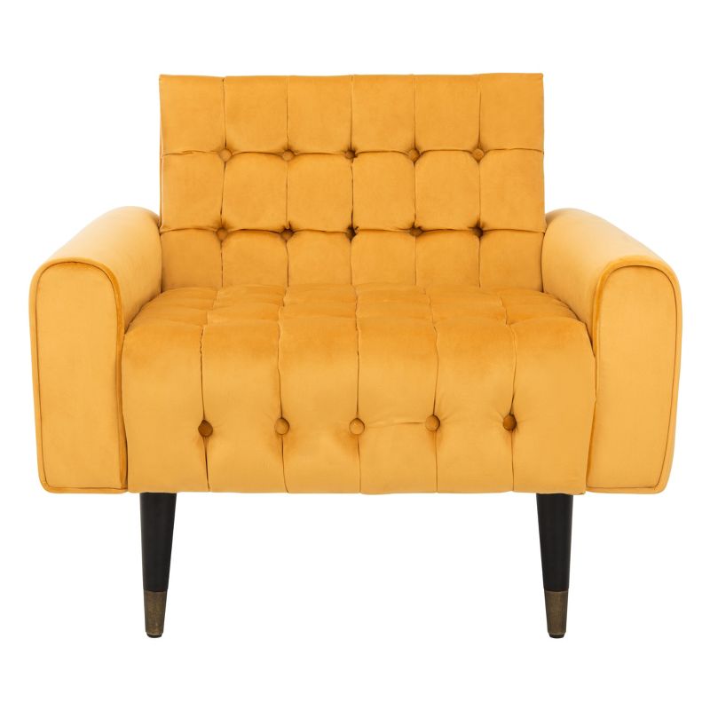 Marigold Velvet Tufted 33" Accent Chair with Black Wood Legs