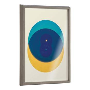 18" x 24" Blake Colorful Records Blue Yellow Framed Printed Glass Gray - Kate & Laurel All Things Decor