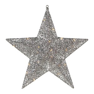 Northlight LED Lighted Hanging Star Outdoor Christmas Decoration - 18" - Silver - Warm White - 1 of 4