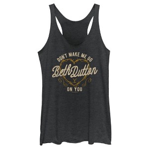 Women's Yellowstone Don't Make Me Go Beth Dutton Barbwire Heart Racerback Tank Top - 1 of 4
