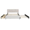 Luxury Linen Upholstered Bed with Stylish Brick Headboard & Twin XL Trundle - Dream Bedroom Essential - 3 of 4