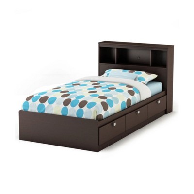 Vtec Trading Black 3-Drawer Bookcase Headboard Kid'S Bed
