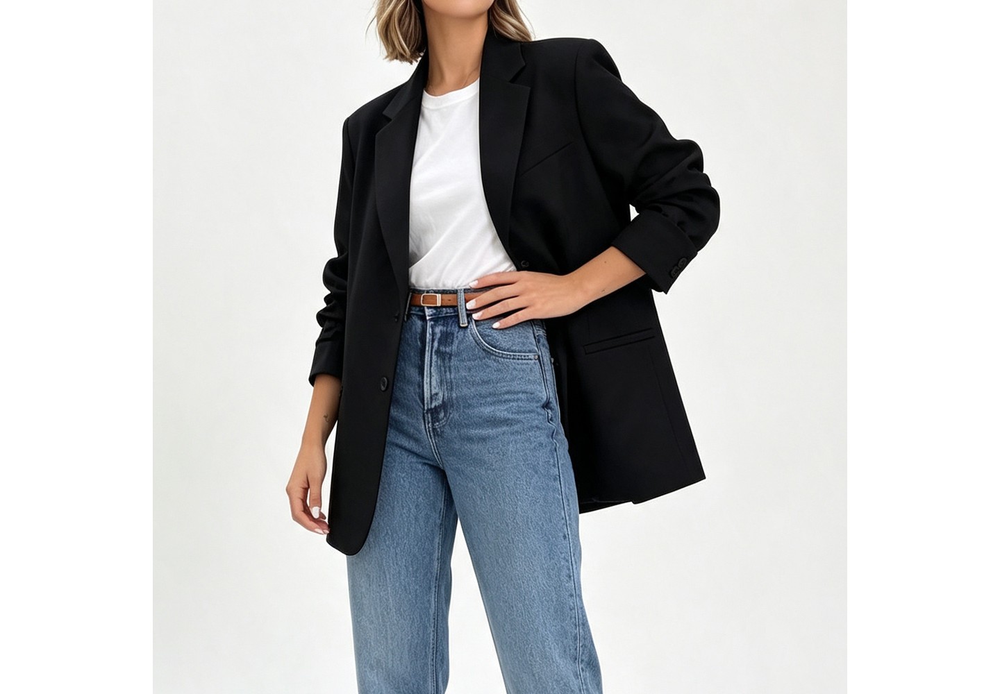 Женский пиджак YesFashion Women Open Front Blazer Jacket Long Sleeve Lapel Casual Suit Jacket with Pockets Relaxed Fit Outerwear, Black, цвет: Чёрный — фото 2