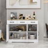 VYNXARIA Farmhouse Buffet Cabinet Storage Sideboard with 3 Drawers and 3 Doors for Dining Living Room Kitchen Cupboard-White - 2 of 4