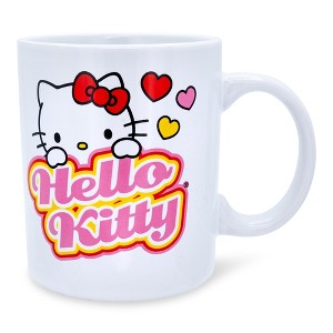 Silver Buffalo Sanrio Hello Kitty Peek-A-Boo Hearts Ceramic Mug | Holds 12 Ounces - 1 of 4