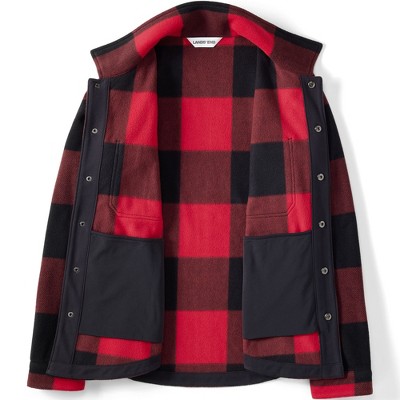 Lands' End Men's Anyweather Fleece Shirt Jacket - Medium - Compass Red Large Check — фото 3