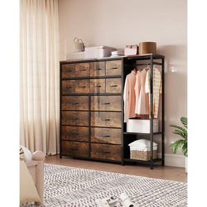 Clothes Rack with 16 Fabric Drawers, Portable Closet Wardrobe with 2 Shelves and Hanging Rod, Heavy Duty Garment Rack, Storage Organizer - 1 of 4