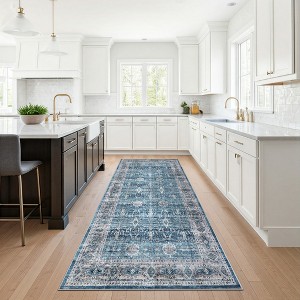 Delara Machine Washable Area Rug, Soft & Durable, Non-Slip Rug for High Traffic Areas, Blue/Turquoise - 1 of 4
