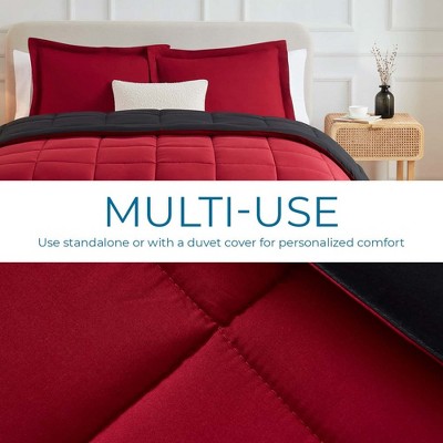 Burgundy and Black Reversible Twin Microfiber Duvet