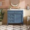 Vynxaria 36 Inch Indigo Blue Modern Bathroom Vanity with Ceramic Sink 3 Drawers Tip out Drawer Cabinet Door Organizer and Adjustable Shelf Includes - 2 of 4