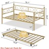 Bedroom Sofa Bed w/ Trundle, Twin Size Metal Daybed w/ Floral Headboard, Heavy Duty Metal Slats Support Multifunctional Bed - 2 of 4