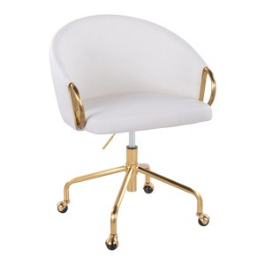 TiramisuBest Contemporary Gold Metal & White Faux Leather Task Chair, Adjustable, Padded, Indoor Use - 1 of 4