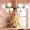Rennnsan Opheline 46"W 16-Light Tiered Bubble Milk Glass Classic Dimmable Chandelier in Black - 4 of 4