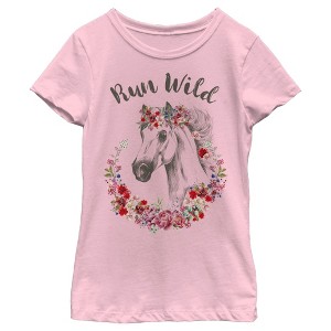 Girl's Lost Gods Floral Horse Love At First Ride T-Shirt - 1 of 4