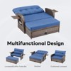 Patio Rattan Daybed Set with Cushioned Loveseat and Ottoman, Outdoor Double Chaise Lounger with 4-Level Adjustable Backrest and Retractable Side Trays - 3 of 4