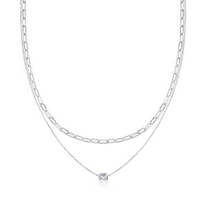 Ross-Simons Rhodium-Plated Layered Necklace With .50 Carat Cz Size 18 - 1 of 3