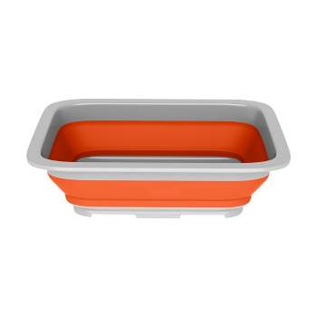 Collapsible Multiuse Wash Bin- Portable Wash Basin/Dish Tub/Ice Bucket with 10 L Capacity for Camping, Tailgating, More by Leisure Sports (Orange)